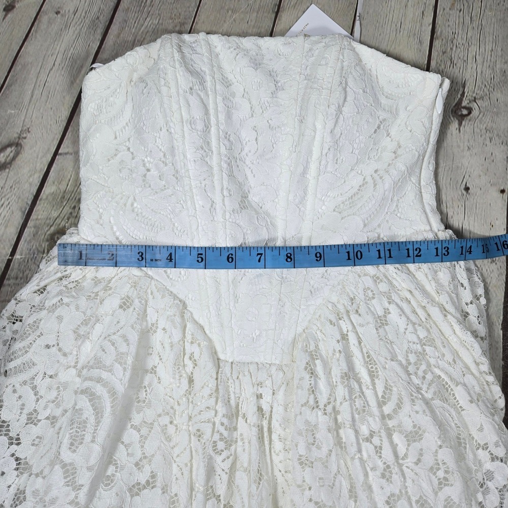 Lulus Shiori White Lace Bustier Basque Waist Strapless Maxi Dress S Wedding - Picture 14 of 14